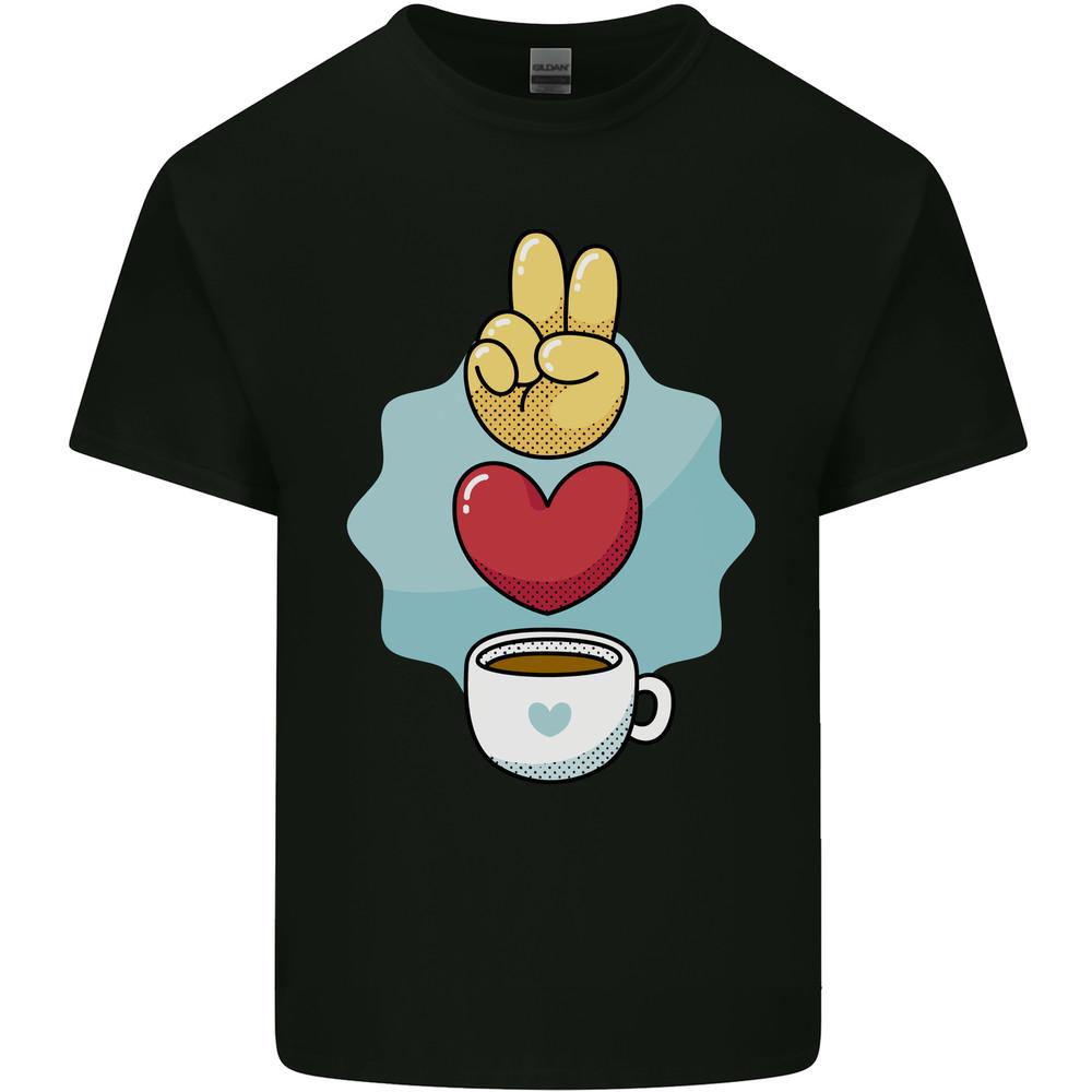 Peace Love Coffee Mens Light Cotton T-Shirt Unisex T-Shirt M