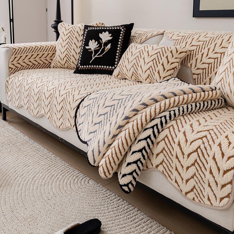 Shu Cotton Lint Thickened Plush Sofa Cushion Universal In All Seasons  New Autumn And Winter Non-Slip Warm Cover Cloth Advanced Cover