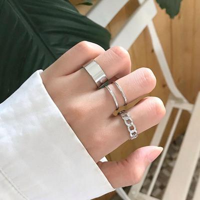 3Pcs Women Rings Geometric Opening Adjustable Jewelry Korean Style Smooth Surface Finger Rings Birthday Gifts