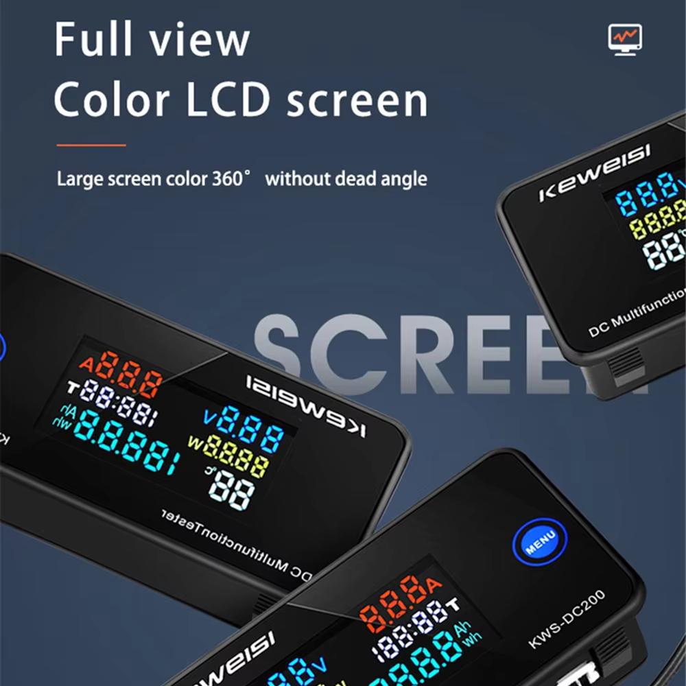 KWS-DC200 Digital Voltmeter Ammeter DC 0-200V Power Energy Meter LED Color DC Electric Wattmeter with Reset Function 0-100A
