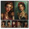 Vintage Rockabilly Wall Art Rebel Girl with Tattoos Canvas Print Retro Golden Era Fashion Poster for Living Room Home Decor Gift