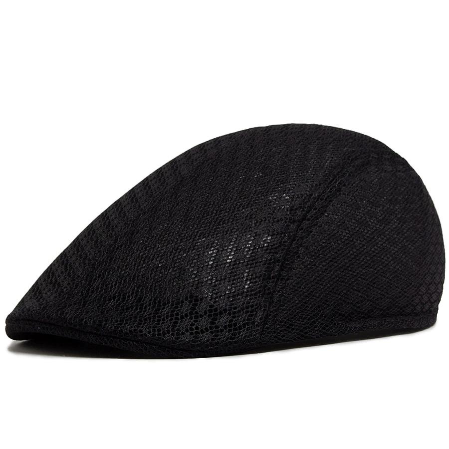 Simple Plain Imitation Linen Beret British Retro Summer Breathable Peaked Cap for Middle-Aged and Elderly People