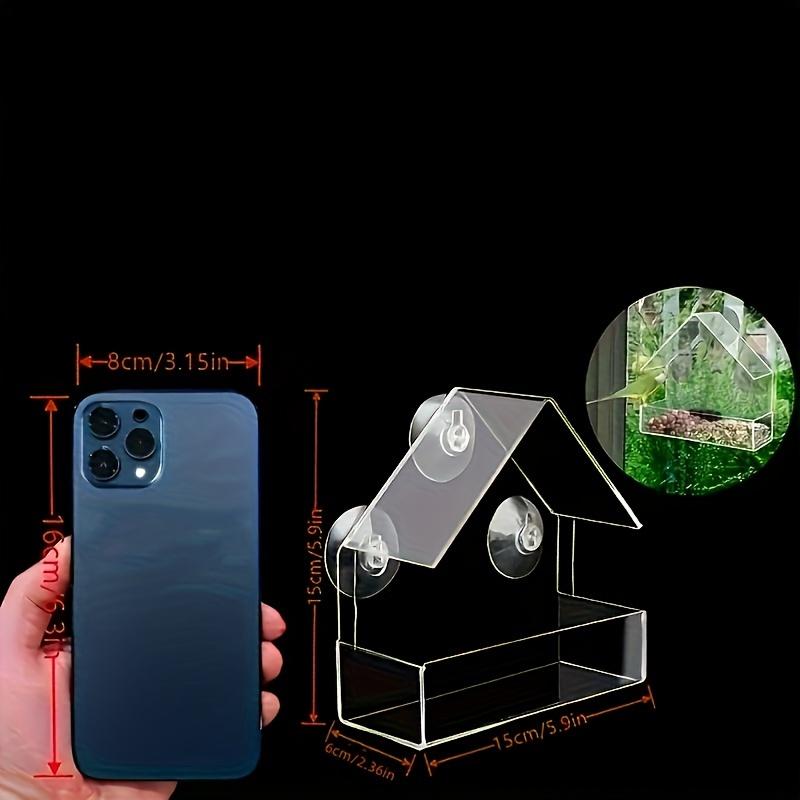 Clear Acrylic Window-Mounted Bird Feeder - Transparent, Adhesive Bird Cage for Small Birds for Outdoor Garden & Patio, Bird Cage Accessories