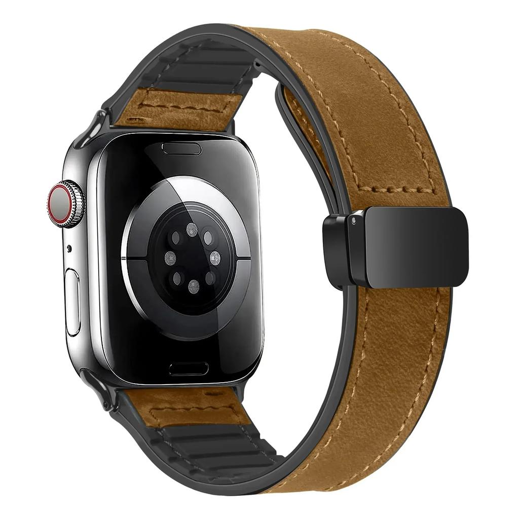 Strap for Apple Watch Band 45mm 44mm 40mm 42 41mm Ultra 49mm Leather+Silicone Bracelet Correa iWatch Series 9 8 7 6 5SE