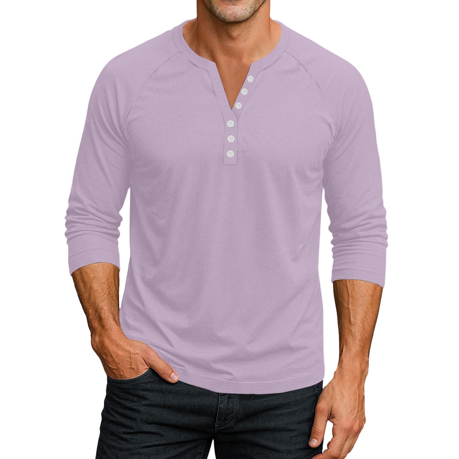 

Men s Button-Down Contrast Raglan 3/4 Sleeve Top XXXL