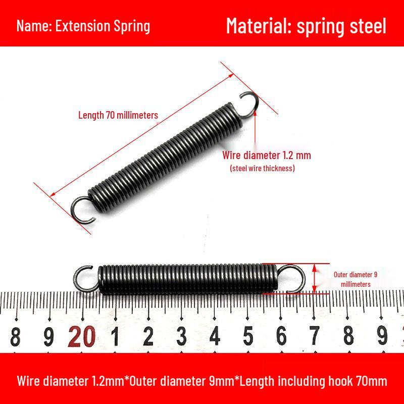 1.2mm Wire Extension Spring with Hook - Soft Tensile Force Spring Accessory