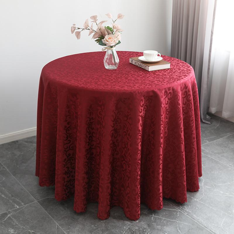 Round Table Cloth Wine Red Polyester Jacquard Tablecloth Tablecloth Wedding Banquets Party Circular Meeting Tablecloth 160cm