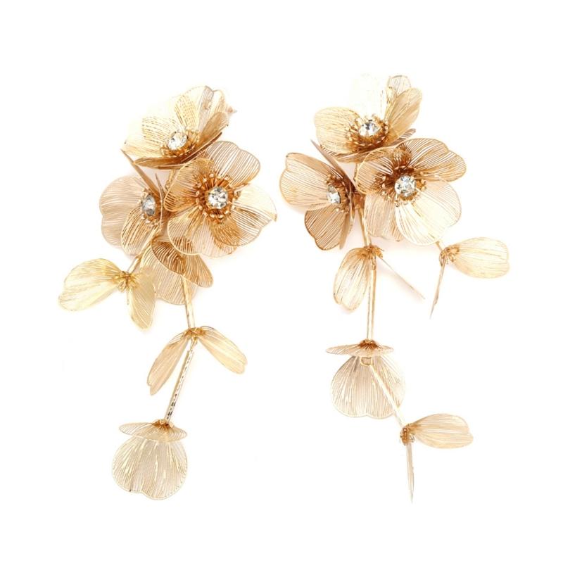 Fashion Metal Flower Earrings for Women Accessories Silver Gold Color Long Tassel Earring Party Jewelry Holiday Gifts