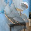 Marble Texture Watercolor Blue Gray Window Tulle Curtains For Living Room Kitchen Home Decor Sheer Voile Curtains
