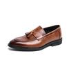 British Style Men'S Pointed Leather Shoes Retro Large Size Fringed Loafers Men'S Lazy Shoes