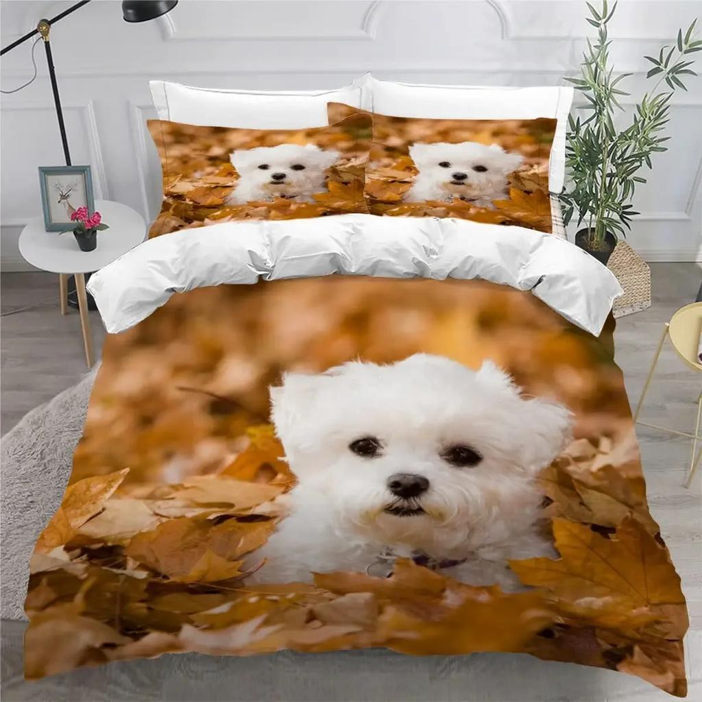 Comforter Cute Dog Single Twin Queen For Girl Teen Boys Pet Dog Theme Bedding Set Polyester Kawaii Animal Comforter