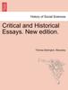 The Critical and Historical Essays. New Edition. Book