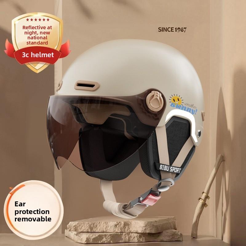 Motorcycle Electric Car Helmet, Ear Protectors, Universal In All Seasons, Battery Car Safety Helmet, Half Helmet