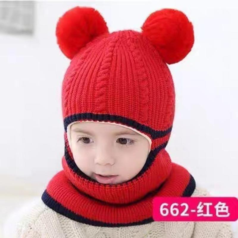 Baby hat autumn and winter cute bear baby wool hat winter boys and girls knitted hat children's warm ear hat