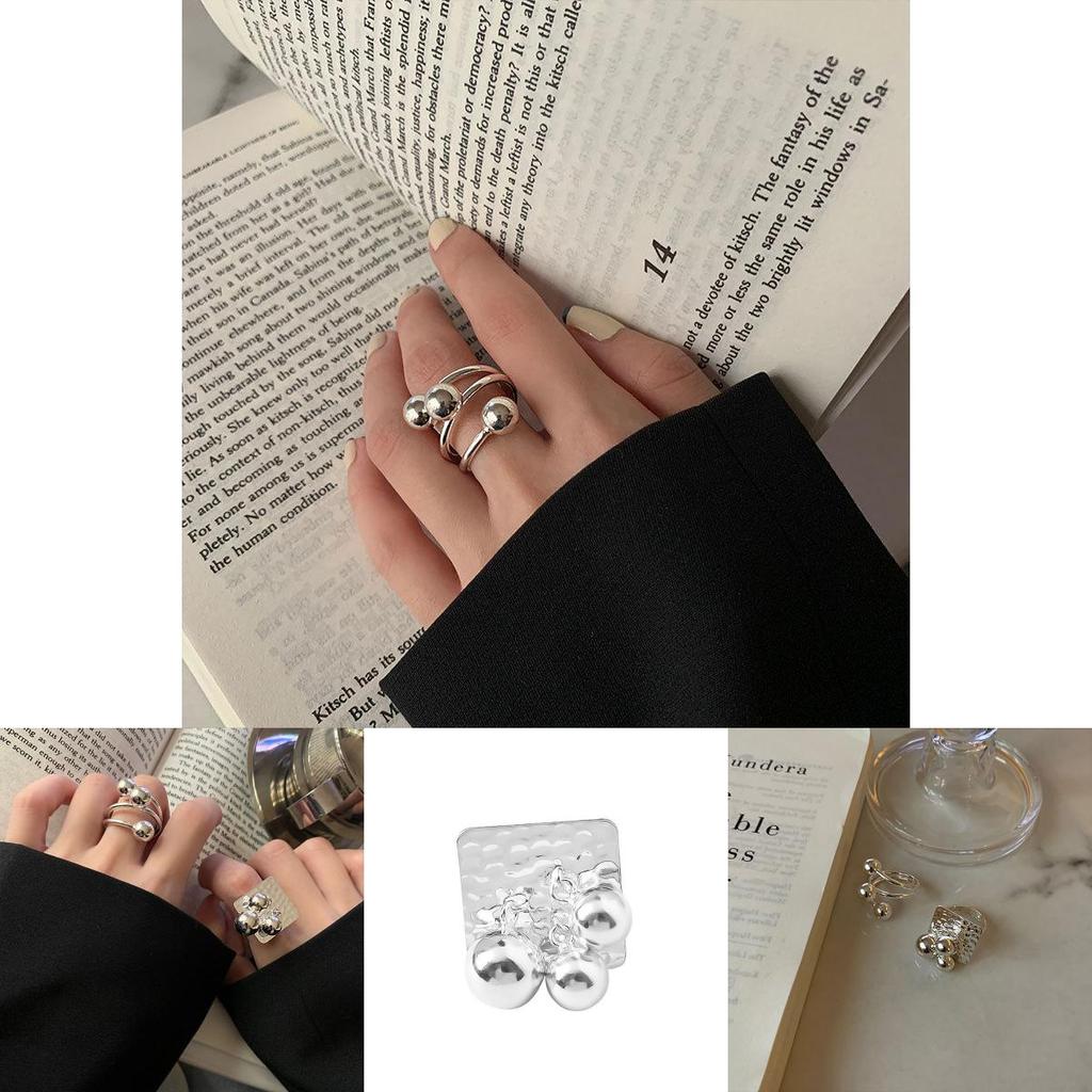 Eleganter Ring im koreanischen Stil aus 925er Sterlingsilber für Damen mit geometrischem Design und verstellbarer Größe