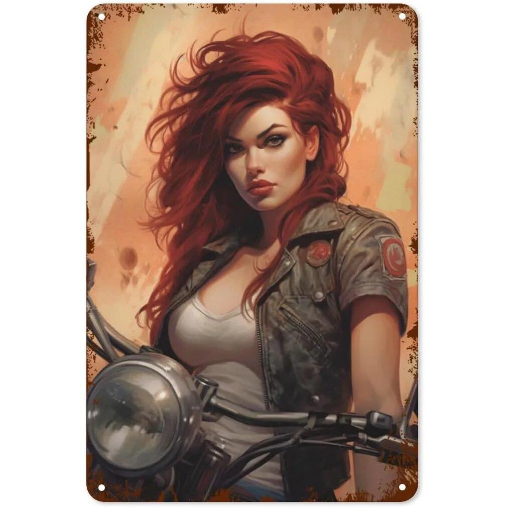 

Металлические жестяные вывески в стиле пин-ап для девочек и женщин, мотоциклов, винтажные забавные художественные настенные украшения для дома, для мужчин, пещеры, гаража, кафе, баров, клубов, пабов 20x30cm