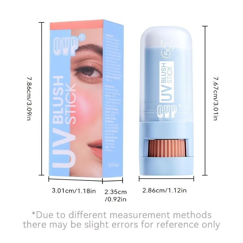 2-in-1 SPF Sunscreen Blush Stick, Jelly Texture Rotating Cheek Tint Natural Glow Finish, Waterproof and Sweatproof Blush Stick Portable Makeup