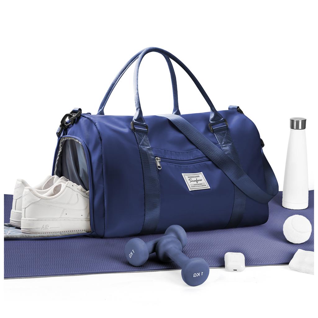 Foldable Travel Bag Men Gym Bag, Waterproof Women's Weekend Travel Bag Large Sail Bag with Wet Pocket and Shoulder Luggage Bag