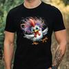 T-Shirt Men Funny Chicken Motif Cotton Size XS To 5XL