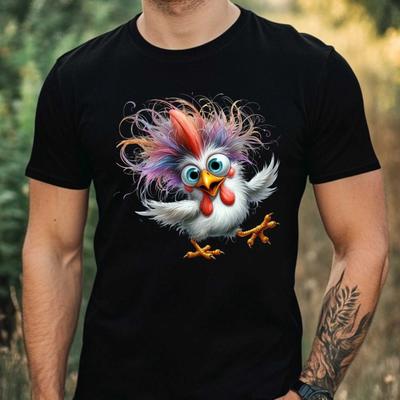 T-shirt męski Zabawny kurczak Bawełna Rozmiar XS do 5XL