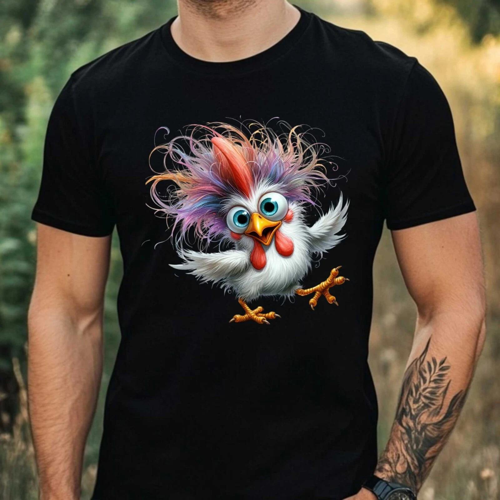 T-Shirt Herren Lustiges Huhn Motiv Baumwolle Größe XS bis 5XL XXXXL