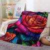 3D Rose Flowers Nordic Romantic Soft Blankets,Keep Warm Throw Blanket Comfortable Blanket for Picnic Beds Sofa Home Bedroom Gift
