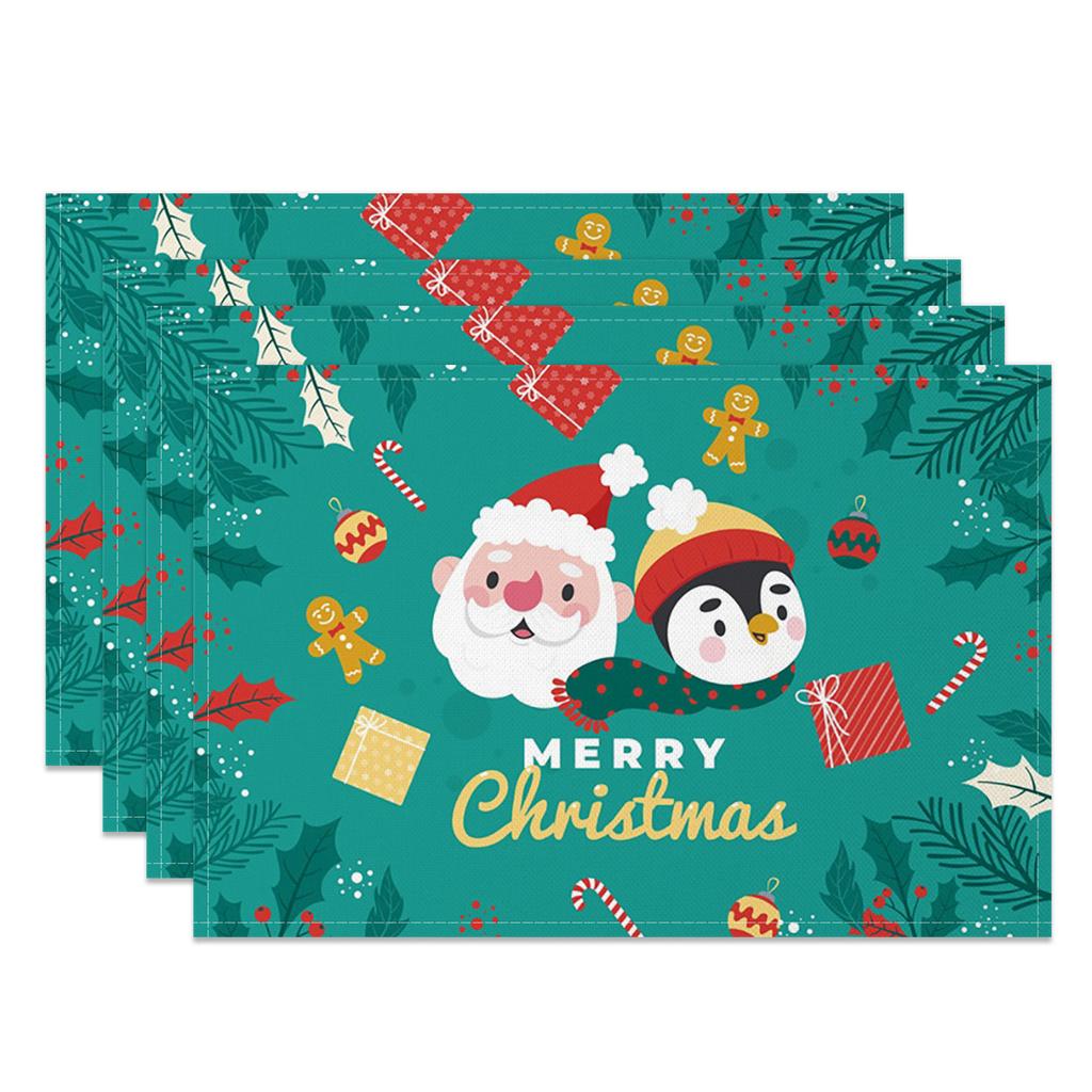 Christmas Table mat dining table Xmas Tree Snowman Santa Gingerbread House Linen Fabric Merry Christmas Holiday Table Decoration