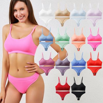 Conjunto de Ropa Interior Sujetador Deportivo Cómodo Recogido de Sección Fina Sexy sin Espalda Camiseta Interior para Niñas