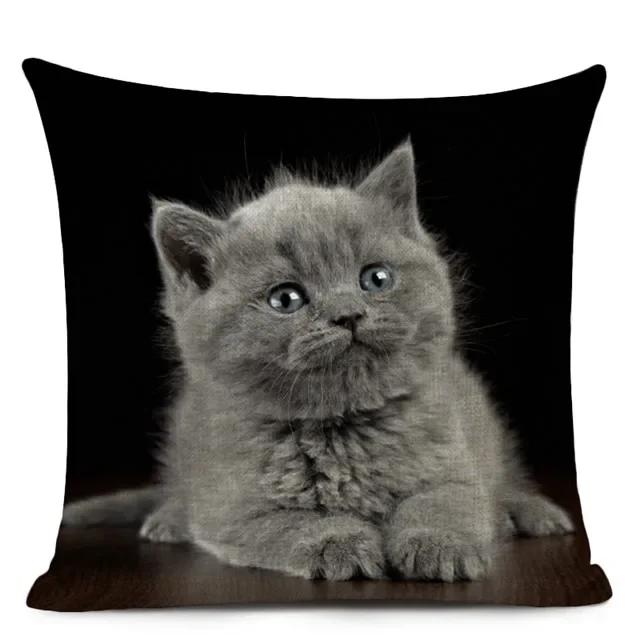 1Pcs/Set Linen Pillow Cover Black White Hand Painting Yellow Cute Cat Kitchen Chair Cushion Cover Home Decorative Pillow Case