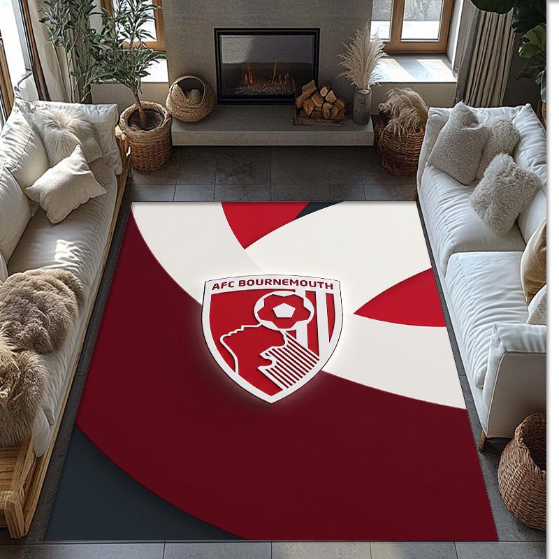 Brentford Football Print Crystal Velvet Rug, Comfortable Water Absorbent Non Slip Indoor Floor Carpet