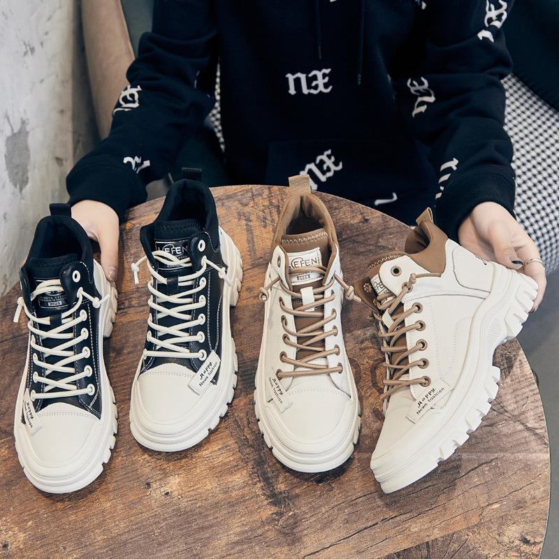 Trend tooling boots women's winter and autumn new high-top casual short boots velvet little white women's shoes platform Martin boots