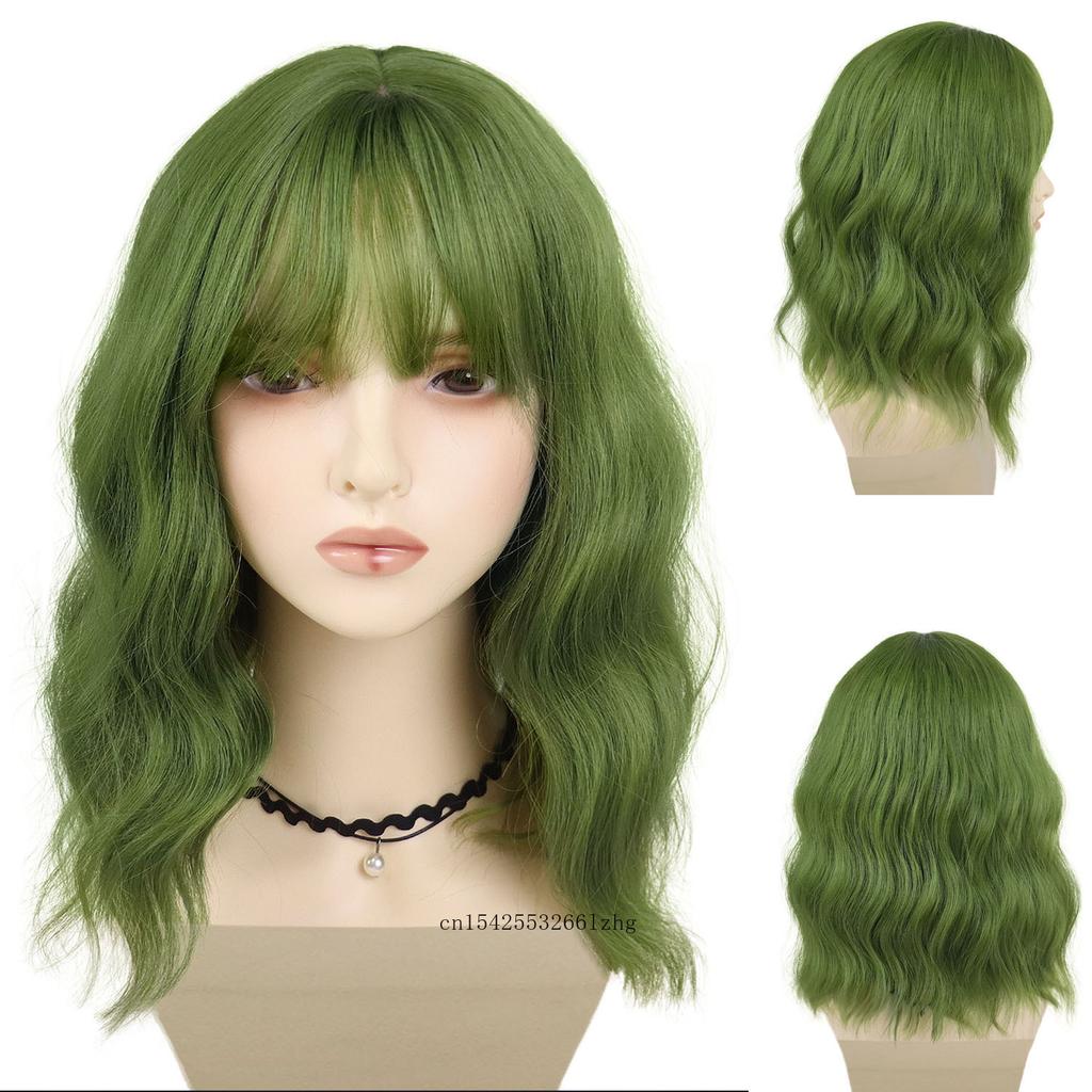 Premium Synthetic Wavy Wigs for Women Long Curly Wig with Bang Medium Water Wave Wig Hair Auburn Wig Cosplay Drag Queen