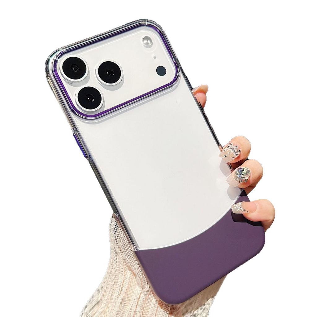Creative Apple 17 ProMax iPhone16 Two-in-One Spliced Phone Case with Top/Bottom Inserts and iPhone14/15 Transparent Protection