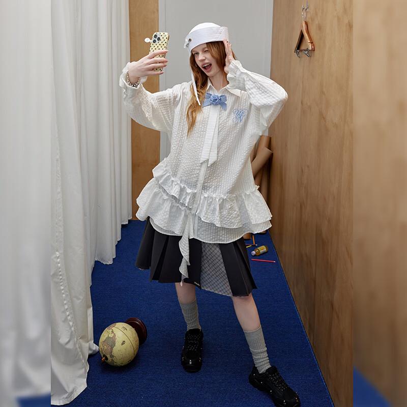 unifree Vintage Academy Embroidered Loose Shirt