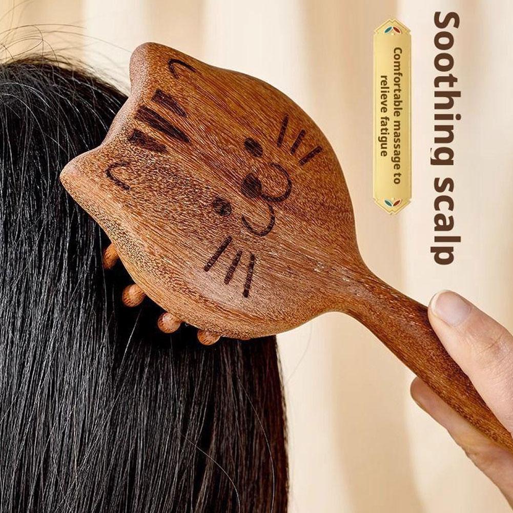 Sandalwood Scalp Massage Comb 28 Coarse Toothed Head Gua Sha Brush Hair Body Massage Guasha Scraping Comb Scalp Meridian Combs