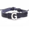 Handmade Woven Leather Bracelet with English Letter Charms