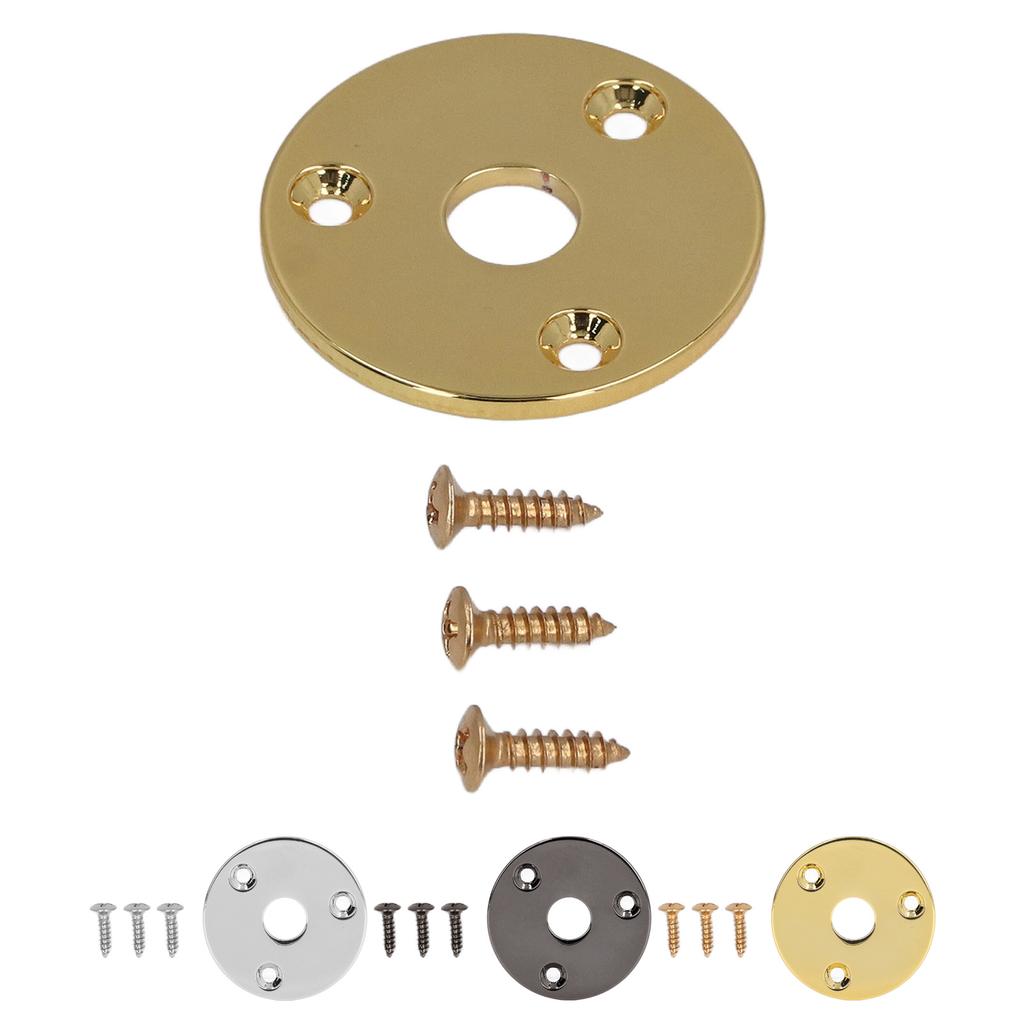 Guitar Jack Socket Plate Round Metal Input Output Cover Replacement Hardware for Bass with Mounting