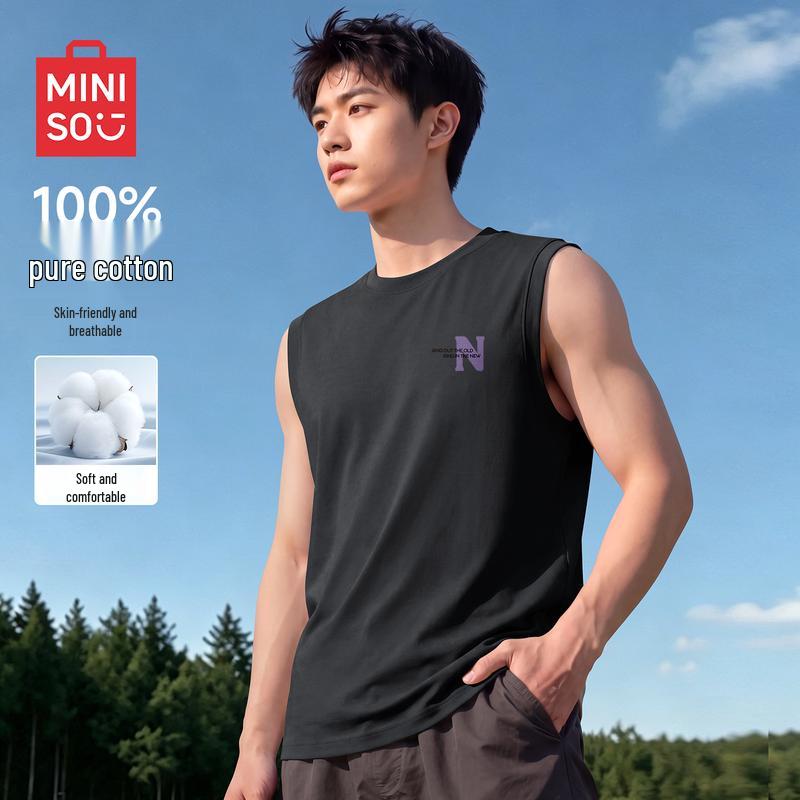 MINISO Men's Pure Cotton Sleeveless Vest T-shirt
