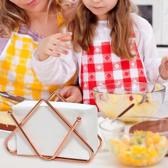 Iron Paper Towel Holder Triangle Shape Stainless Large Capacity Polished No Deformation Bar Office Kitchen Table Napkin Holder Napkin Dispenser