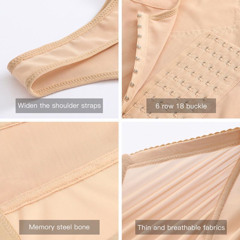 גופיית Shapewear לנשים במידה גדולה, נושמת, עם רשת, עם ברזלים, עם שליטה על הבטן ומותן צר