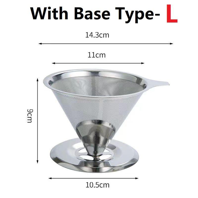 Pour Over Coffee Dripper Slow Drip Paperless Coffee Filter Reusable Strainer Stainless Steel Coffee Filter Baskets Mesh Strainer