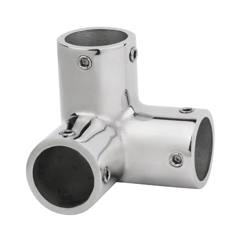 Marine 316 Stainless Steel Rail Fittings 90° 3 Way Corner Elbow Tubing Boat Handrail Fitting 22/25/30/32mm Marine Hardware