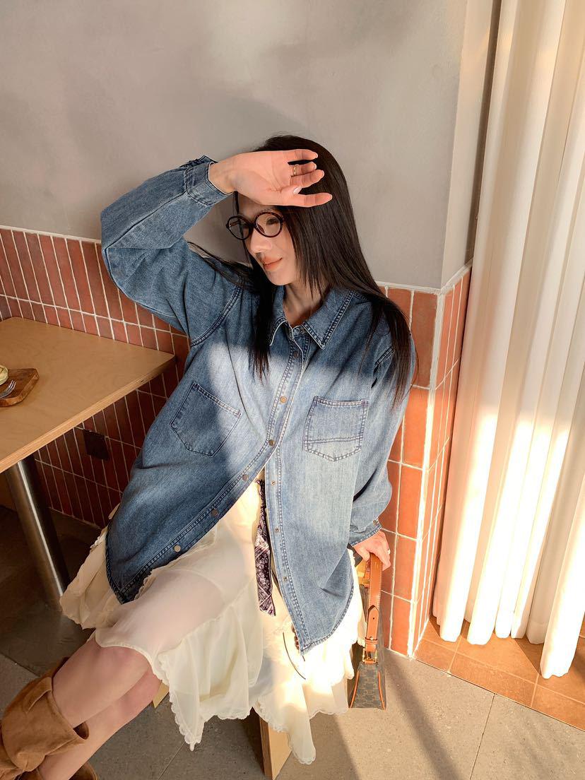 Seoul Style Women s Washed Denim Jacket - Early Spring New Arrivals. One Size (80-140 jin) синий
