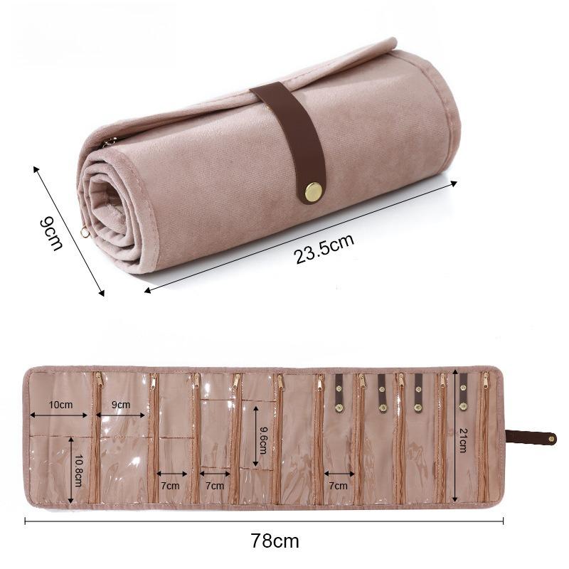 1PC Jewelry Storage Bag Multi Layer Earrings Necklace Organizer Portable Roll Up Design Travel Accessories Pouch