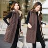 2025 Live Hat Thermal Down Cotton Vest Women's Hooded Medium and Long Korean Version Waist Vest Vest Vest Jacket Tide