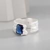 Irregular Texture Blue Zircon Adjustable Rings For Women Girl Minimalist Fashion New Jewelry Gift Party Wedding anillos