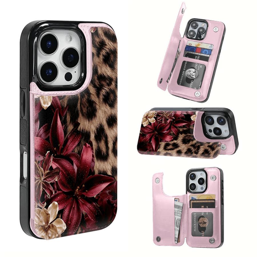 Handyhülle im Portemonnaie-Stil mit Leopardenmuster, kompatibel mit den Modellen iPhone 17 Pro Max, 16, 15, 14, GERMANY&IP12 IP12PRO