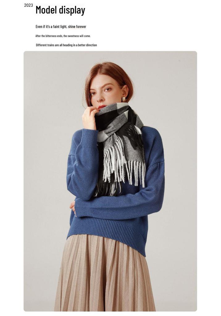 2025 Elegant Women's Striped Plaid Shawl – High-End Autumn/Winter Fashion Scarf
