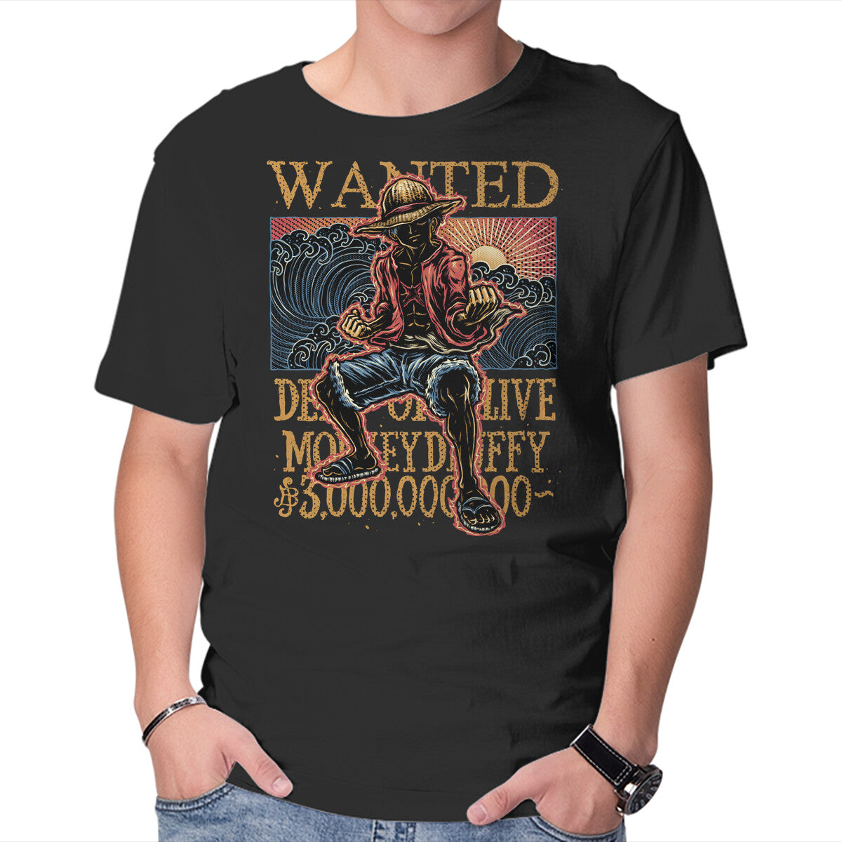 Unisex Crew Neck T-Shirt Wanted In The High Seas Graphic Short Sleeve Casual Tee L