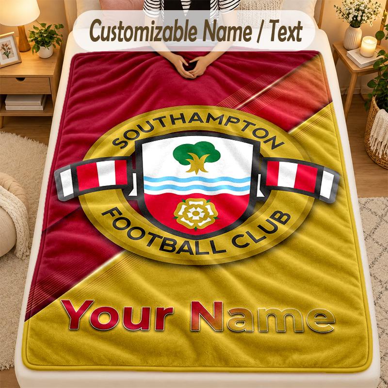 Flannel BlanketSouthampton FC Custom Name Text Personalized Soft Warm Throw Blanket Home Decor Gift